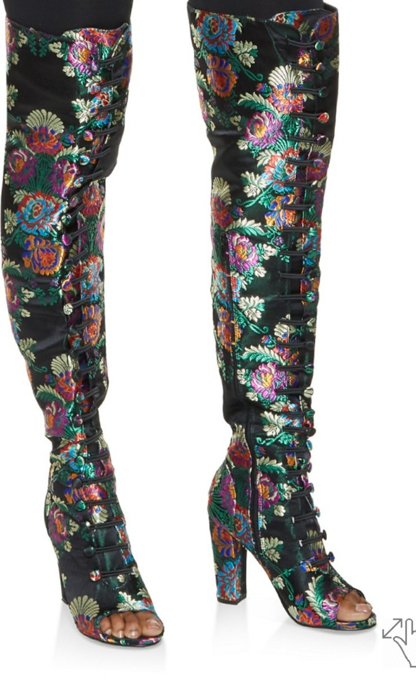 Black Floral Boot